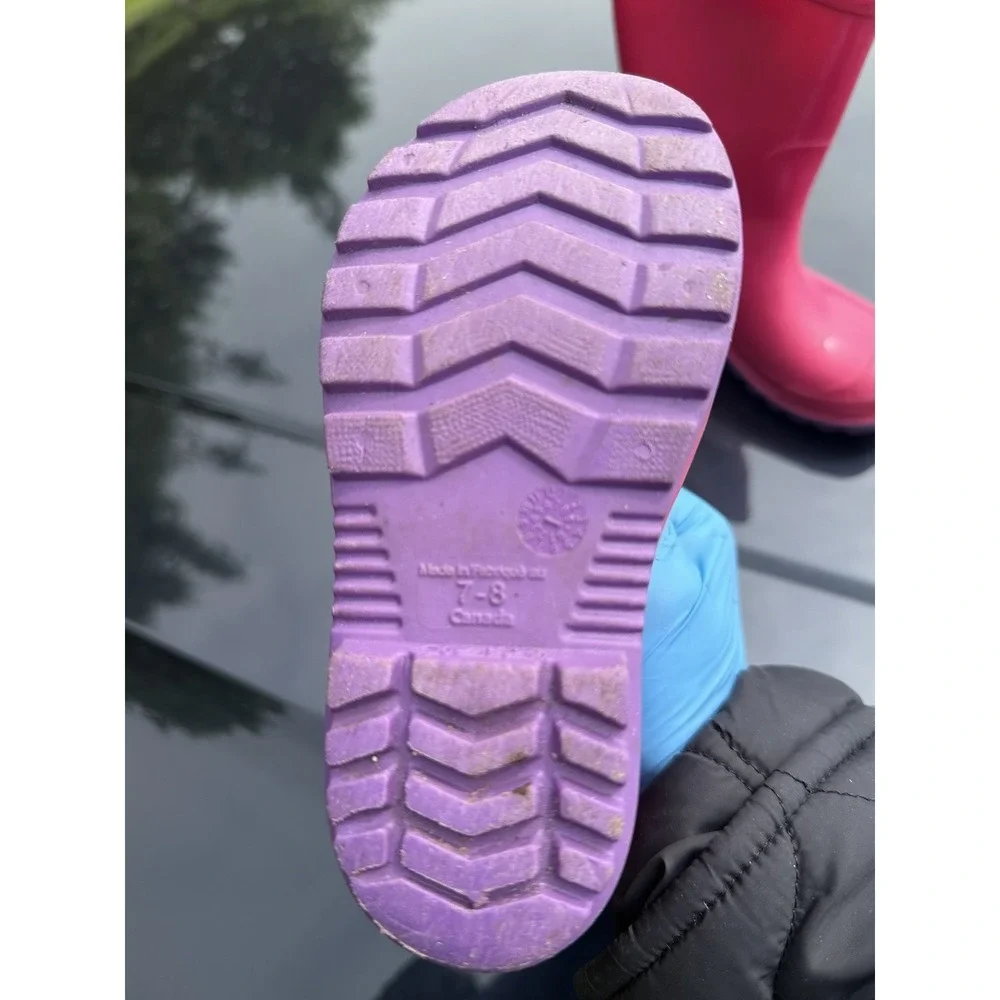 Kids Pink Rain Boots – Made in Canada – Size 7-8 Toddler Waterproof Rubber Boots